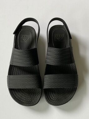 REEF Water Vista Platform Sandals Black Size 8